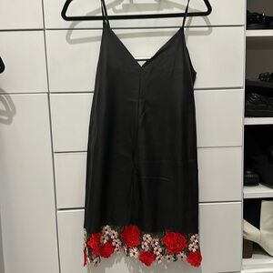 Zara leather with lace trim mini dress